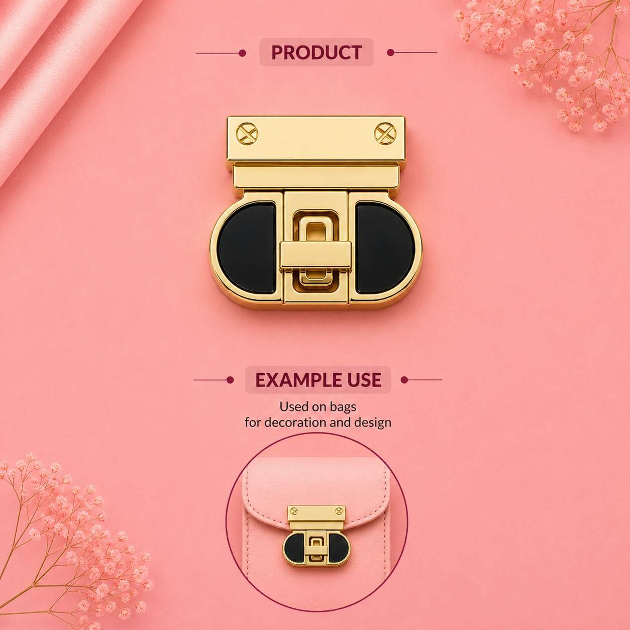 Luxury Gold Twist Lock for Handbags