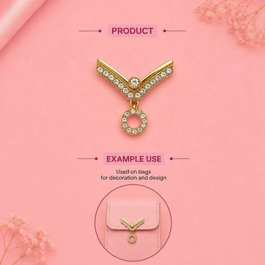 Luxury Gold V-Shaped Rhinestone Bag Charm