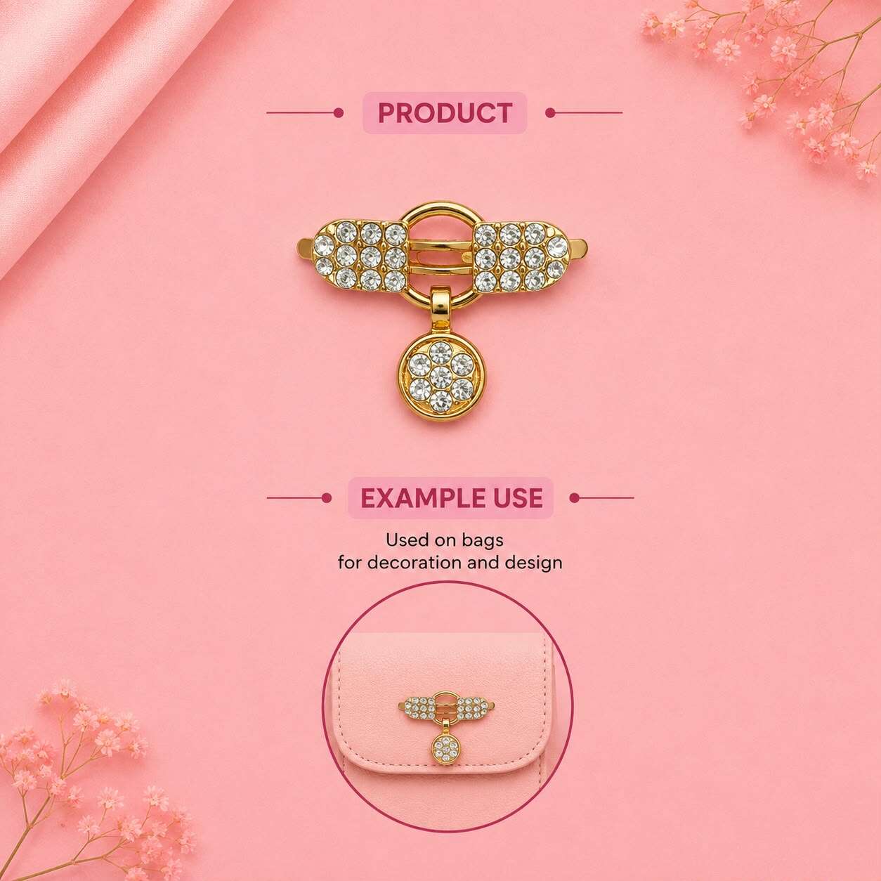 Gold Rhinestone Decorative Bag Clasp