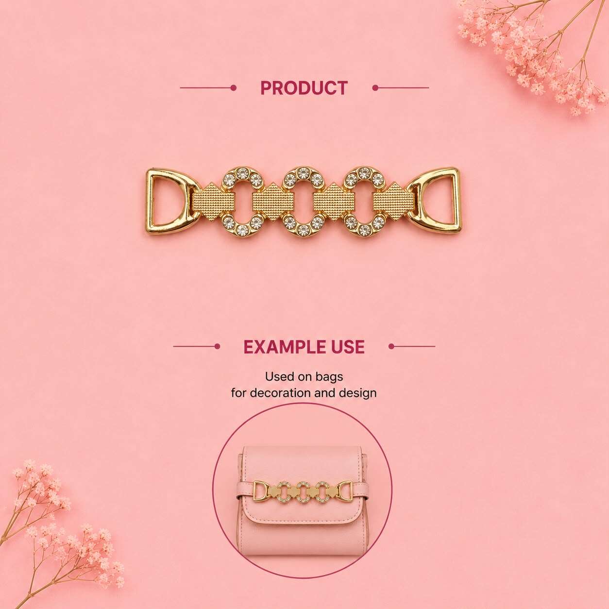 Gold Rhinestone Decorative Bag Connector