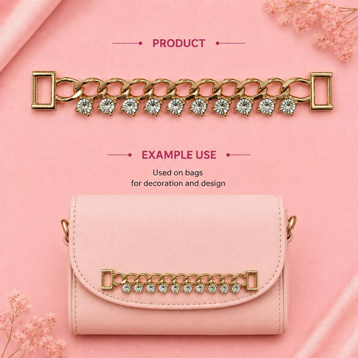 Gold Rhinestone Decorative Chain